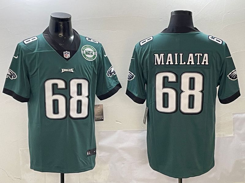 Men Philadelphia Eagles #68 Mailata Green Second generations 2025 Nike Vapor Limited NFL Jersey style 3